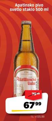 Apatinsko pivo svetlo staklo 500 ml