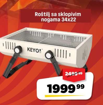 Roštilj sa sklopivim nogama 34x22