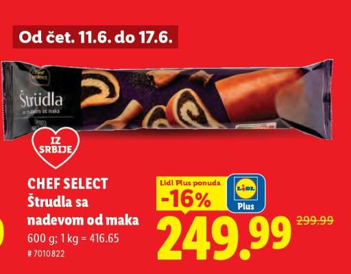 Chef Select Štrudla sa nadevom od maka
