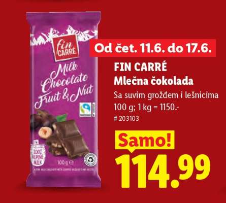 Fin Carré Mlečna čokolada