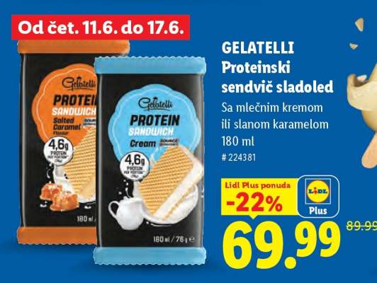Gelatelli Proteinski sendvič sladoled