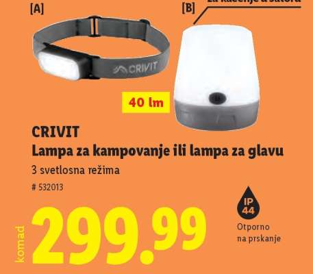 CRIVIT Lampa za kampovanje ili lampa za glavu