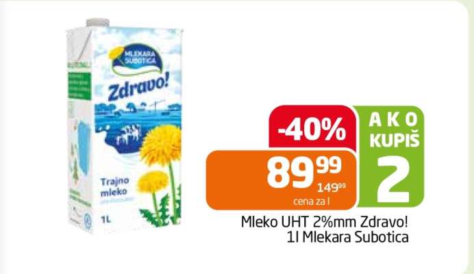 Mleko UHT 2%mm Zdravo!