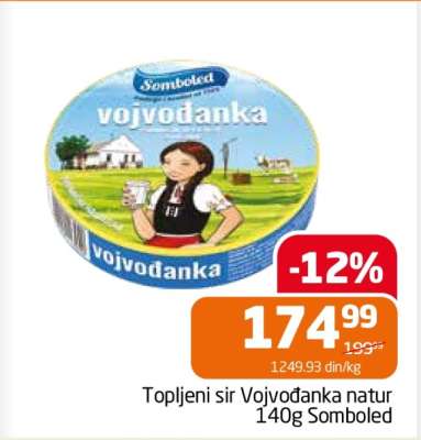 Topljeni sir Vojvodanka natur 140g Somboled