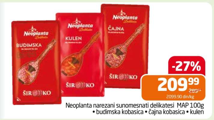 Neoplanta narezani sunomesnati delikatesi MAP 100g