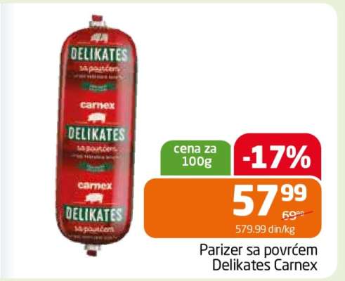 Parizer sa povrćem Delikates Carnex