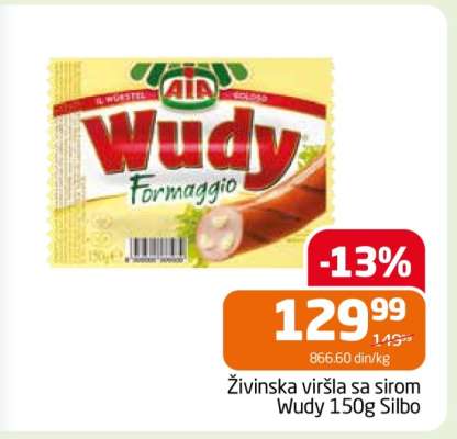 Živinska viršla sa sirom Wudy 150g Silbo