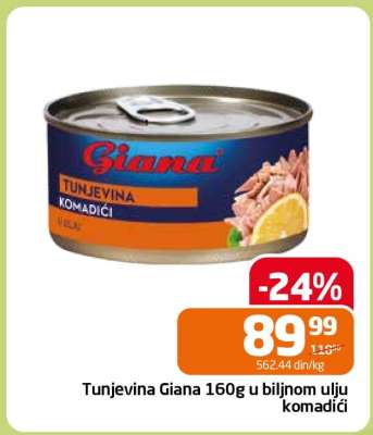 Tunjevina Giana 160g u biljnom ulju komadići