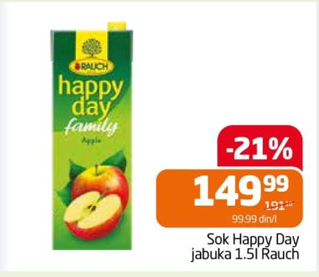 Sok Happy Day jabuka 1.5l Rauch