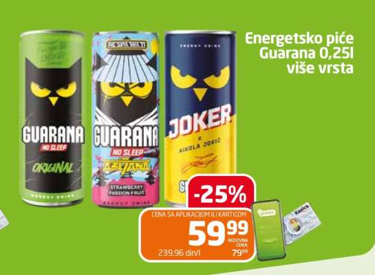 Energetsko piće Guarana 0,25l više vrsta