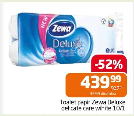 Toalet papir Zewa Deluxe delicate care white 10/1