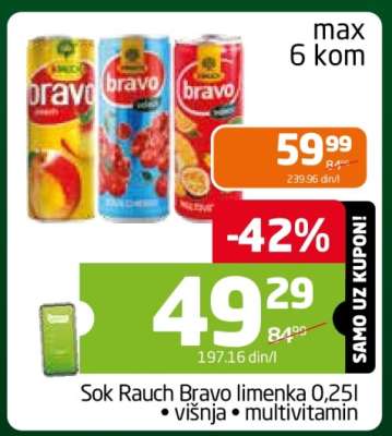 Sok Rauch Bravo limenka 0.25l
