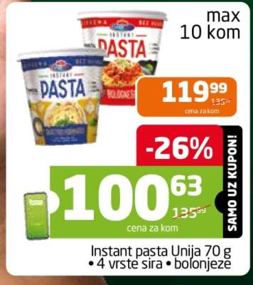 Instant pasta Unija 70 g