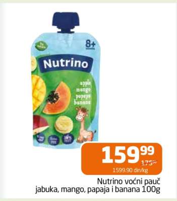 Nutrino voćni pauč jabuka, mango, papaja i banana 100g
