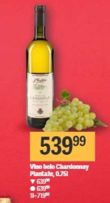 Vino belo Chardonnay Plantaze 0,75l