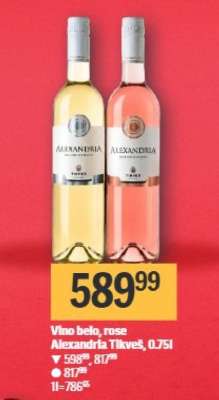Vino belo, rose Alexandria Tikveš, 0,75l