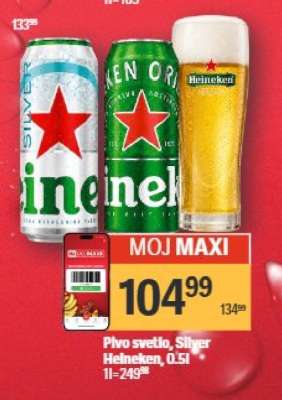 Pivo svetlo Silver Heineken 0.5l