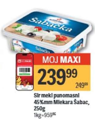 Sir meki punomasni 45%mm Mlekara Šabac, 250g