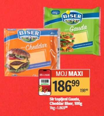 Sir topljeni Gauda, Cheddar Biser, 100g