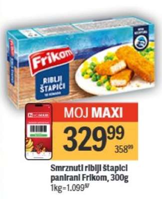Smrznuti riblji štapici panirani Frikom , 300g