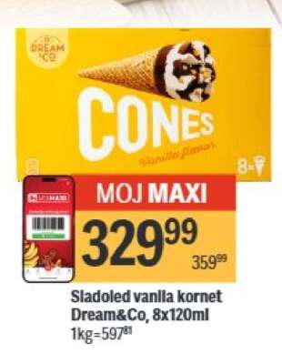 Sladoled vanilla kornet Dream&Co, 8x120ml