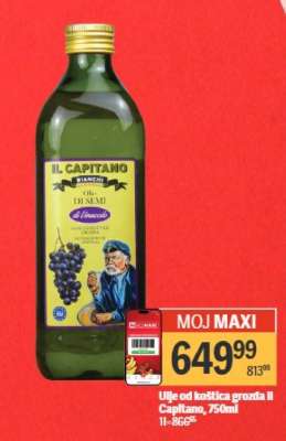 Ulje od koštica grožđa Il Capitano, 750ml