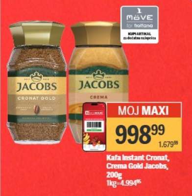 Kafa instant Cronat, Crema Gold Jacobs, 200g