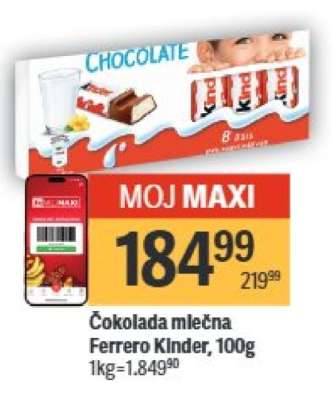 Čokolada mlečna Ferrero Kinder 100g