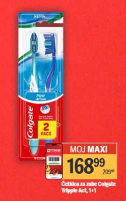 Četkica za zube Colgate Tripple Act, 1+1