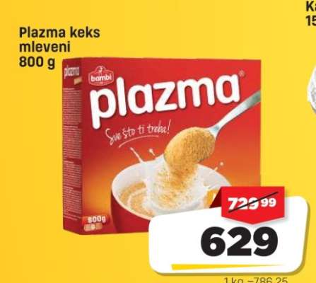 Plazma keks mleveni 800 g
