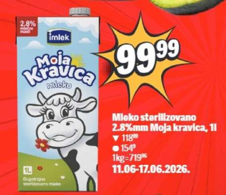 Mleko sterilizovano 2.8 mm Moja kravica 1L