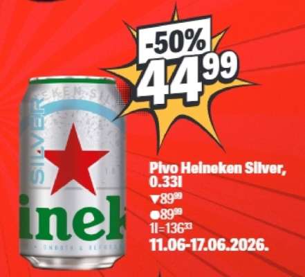 Pivo Heineken Silver, 0.33l