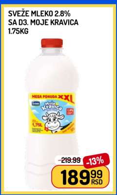 SVEŽE MLEKO 2.8% SA D3. MOJE KRAVICA 1.75KG