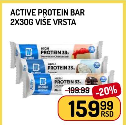 ACTIVE PROTEIN BAR 2X30G VIŠE VRSTA