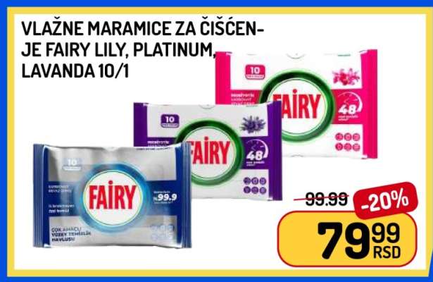 Vlažne maramice za čišćenje Fairy Lily, Platinum, Lavanda 10/1