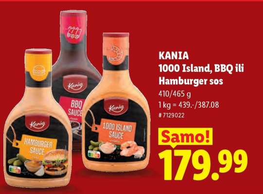 KANIA 1000 Island, BBQ ili Hamburger sos