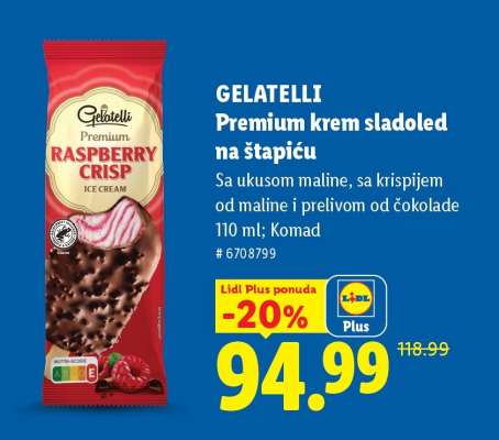 GELATELLI Premium krem sladoled na štapiću