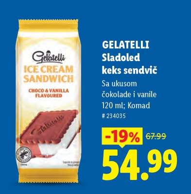 Gelatelli sladoled keks sendvič
