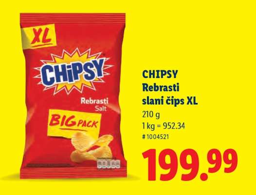 CHIPSY Rebrasti slani čips XL