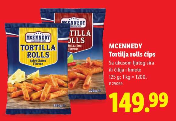 MCENNEDY Tortilja rolls čips