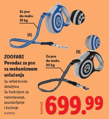 zoofari Povodac za pse sa mehanizmom uvlačenja