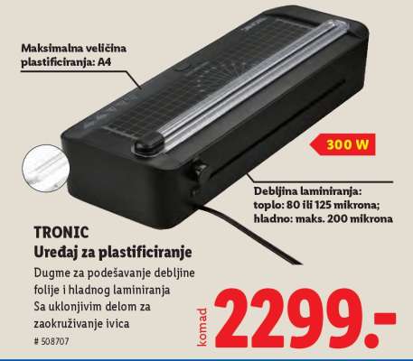 TRONIC Uređaj za plastificiranje