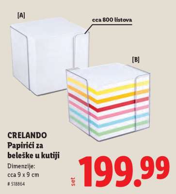 CRELANDO Papirići za beleške u kutiji