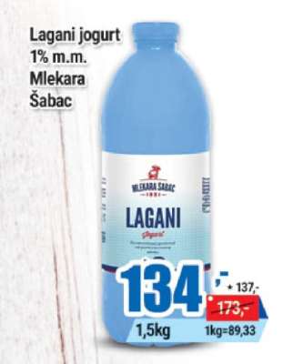 Lagani jogurt 1% m.m. Mlekara Šabac