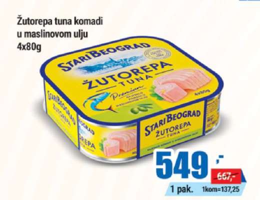 Žutorepa tuna komadi u maslinovom ulju