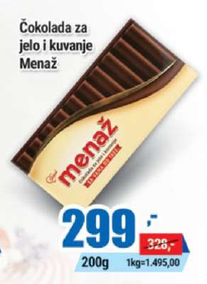 Čokolada za jelo i kuvanje Menaž