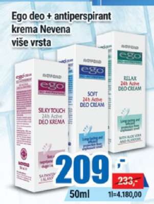 Ego deo + antiperspirant krema Nevena