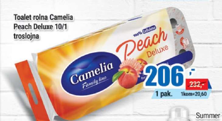 Toalet rola Camelia Peach Deluxe 10/1 troslojna