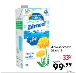 Mleko uht 2% mm Zdravo 1l