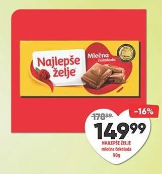NAJLEPŠE ŽELJE MLEČNA ČOKOLADA